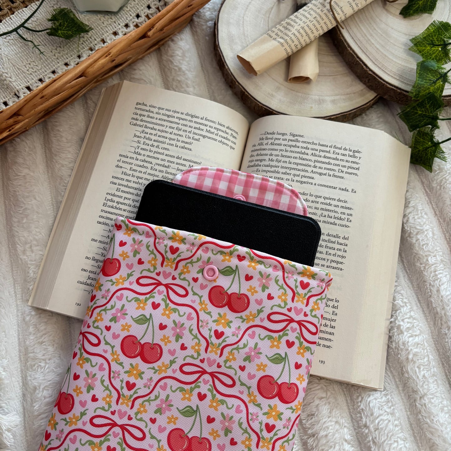 Funda kindle/kobo libra colour jardín de cerezas impermeable