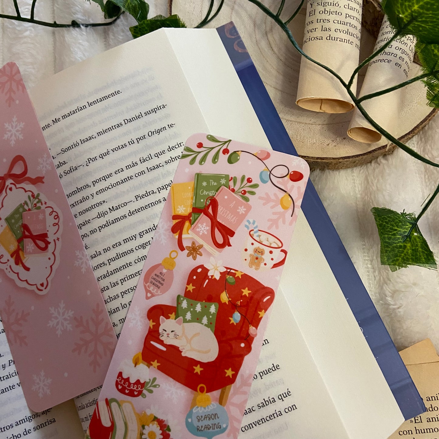 Marcapáginas gatito navideño