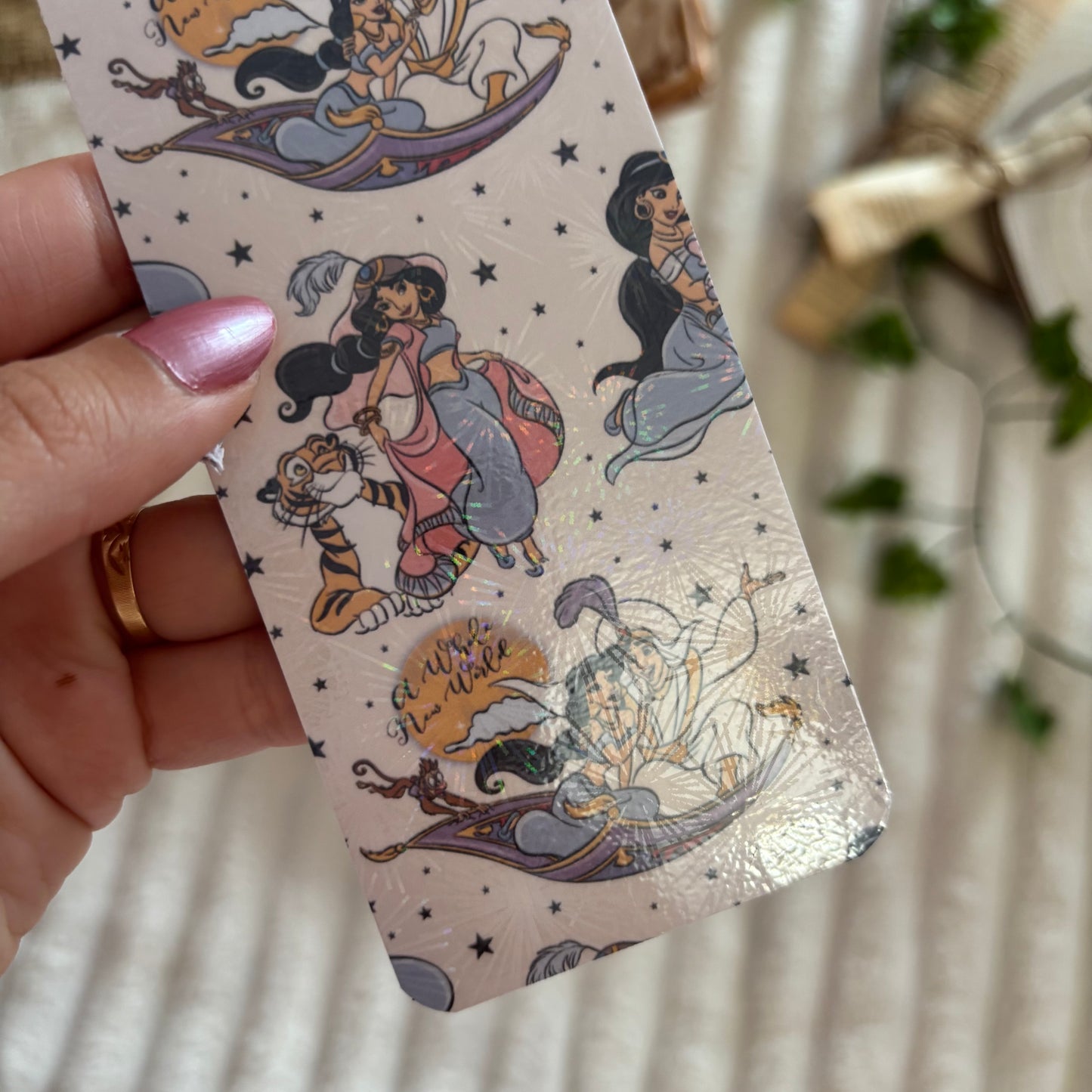 Marcapáginas Aladdin y Jasmine holográfico