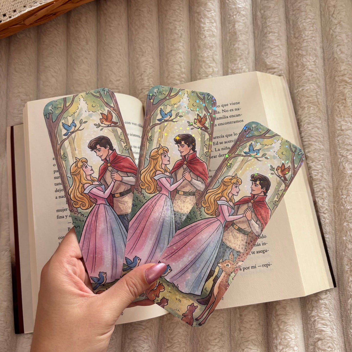 Marcapáginas princesa Aurora y Felipe holográfico