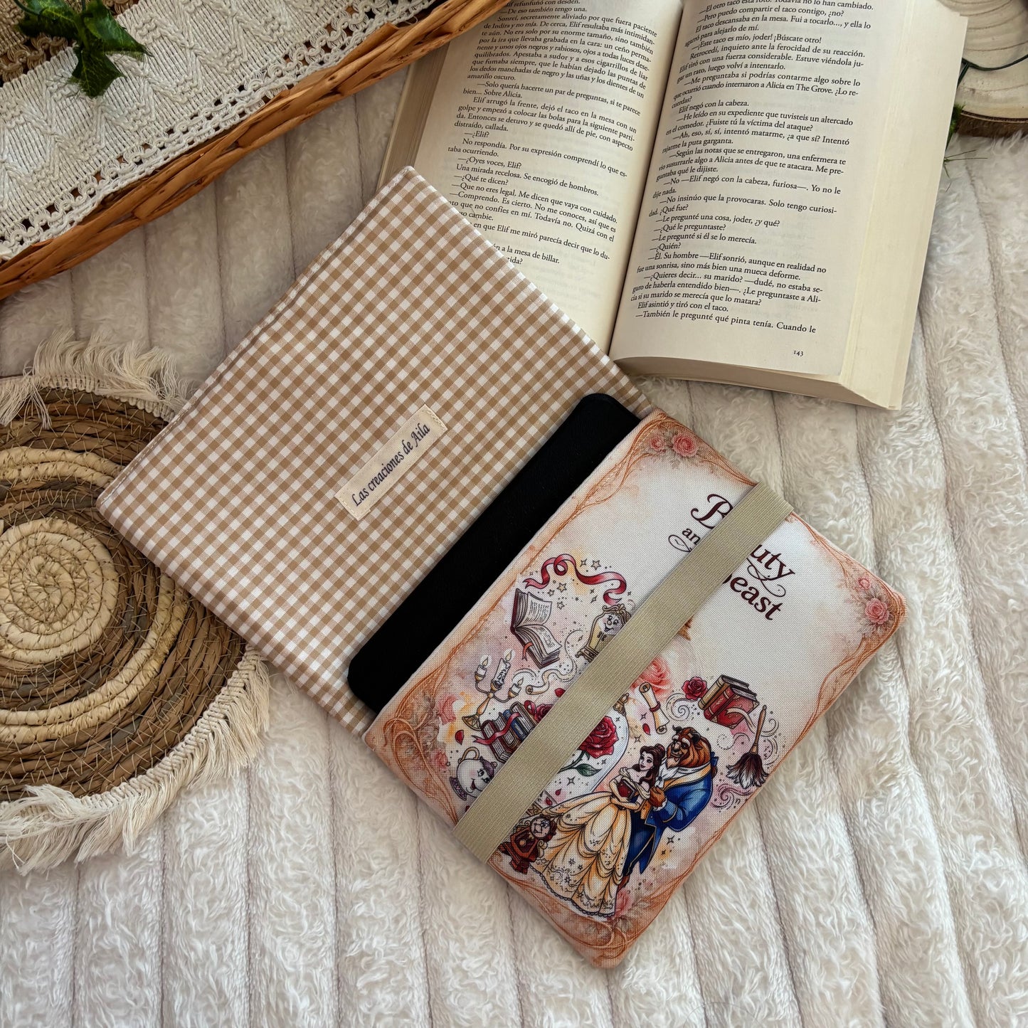 Funda de solapas para ebook érase una vez Bella y Bestia impermeable