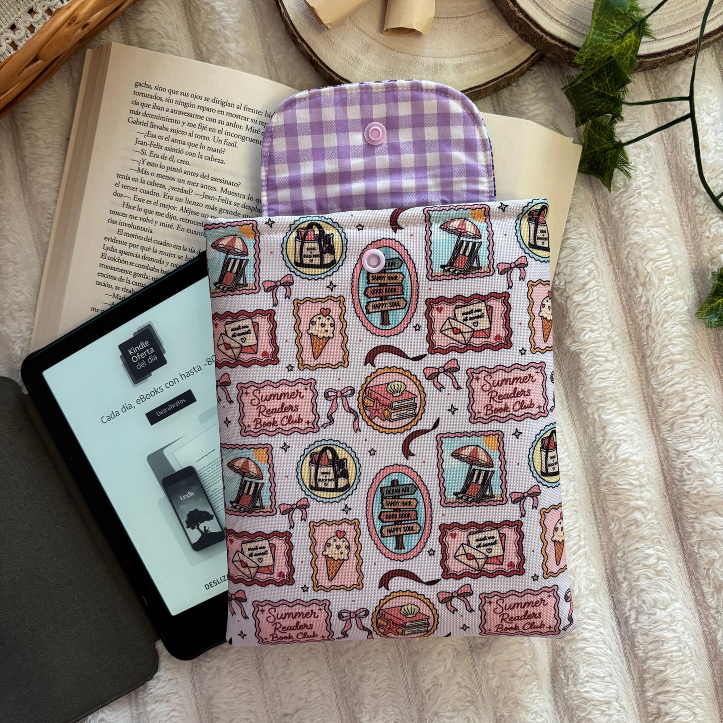 Funda kindle/kobo libra colour summer readers club impermeable