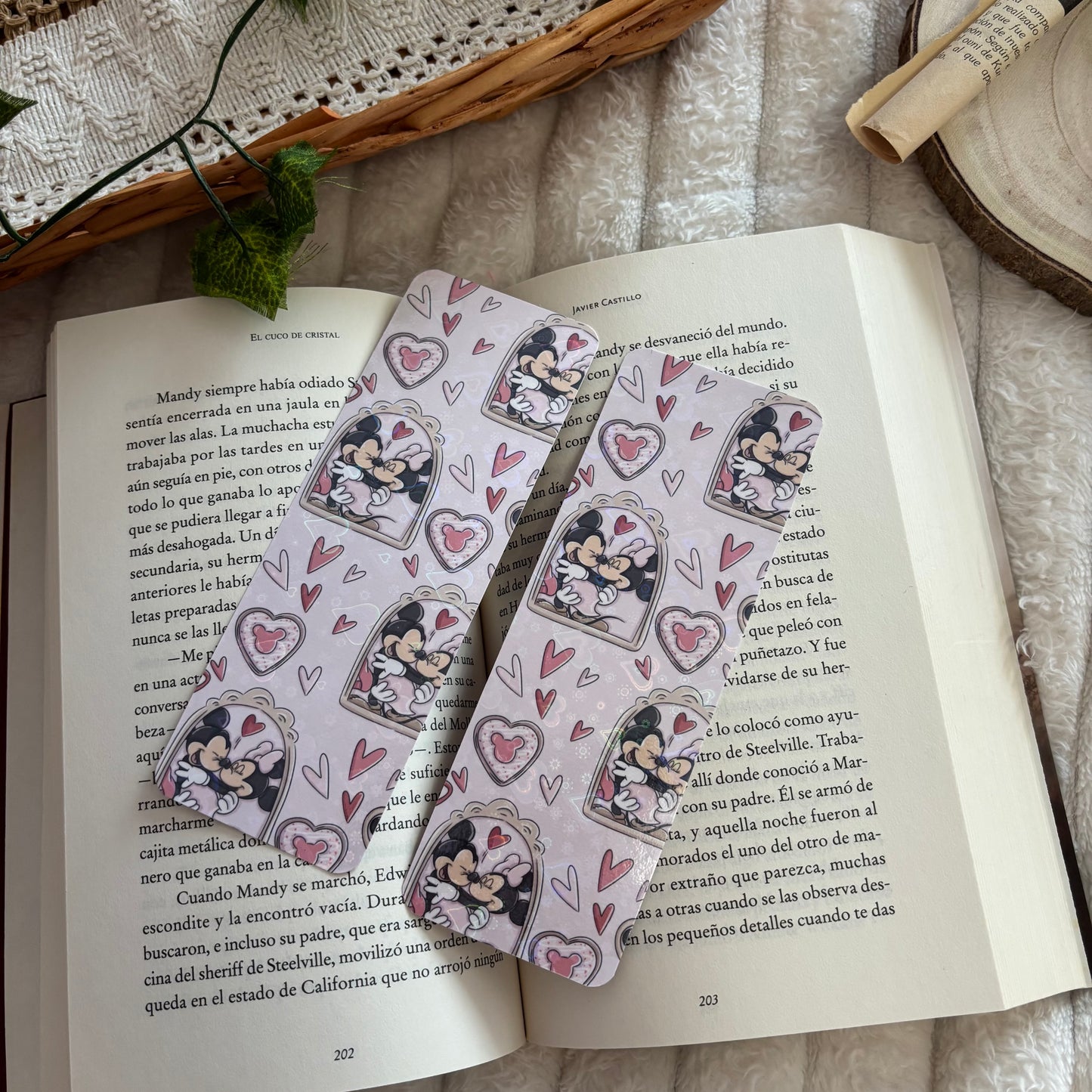 Marcapáginas Minnie y Mickey holográfico
