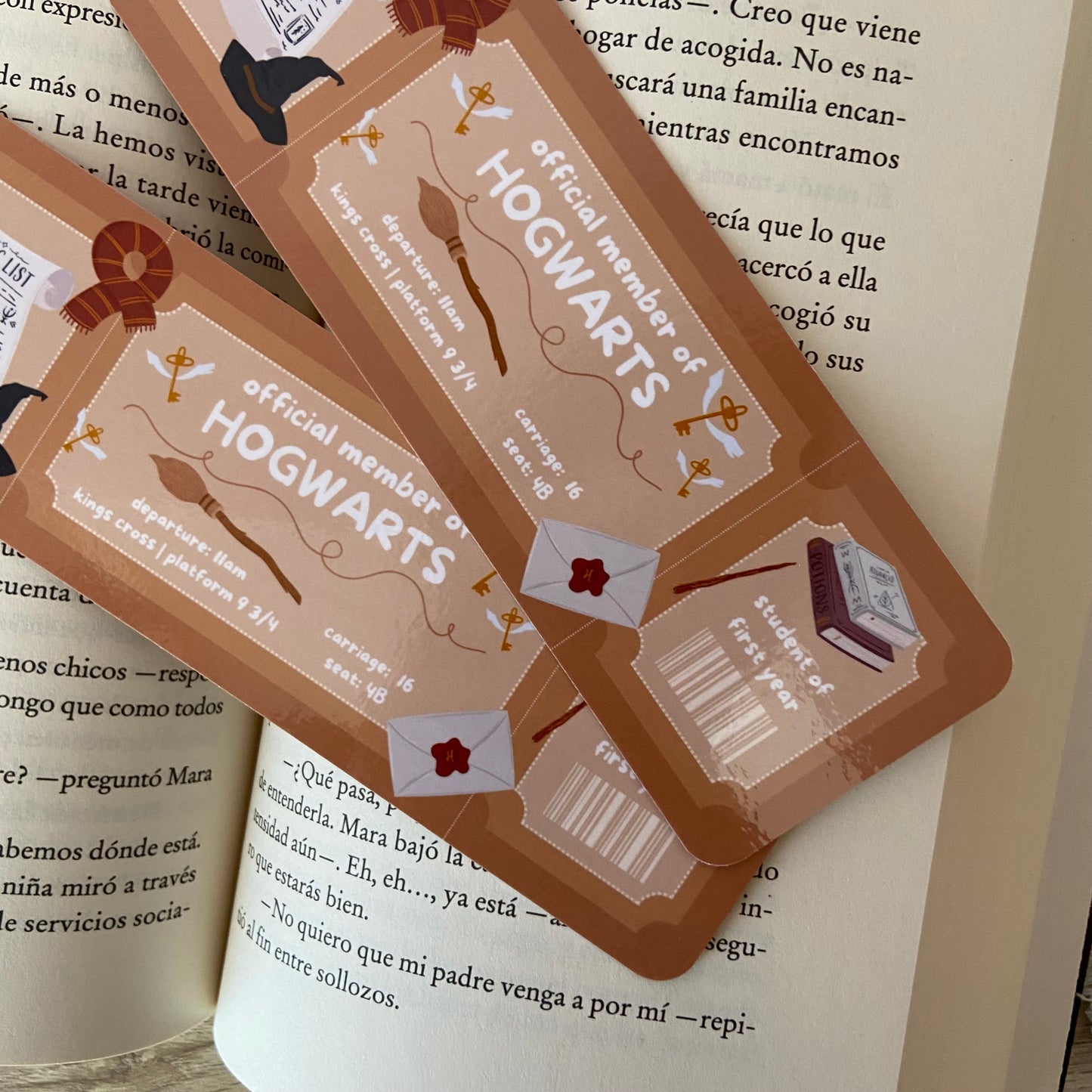 Marcapáginas ticket Hogwarts