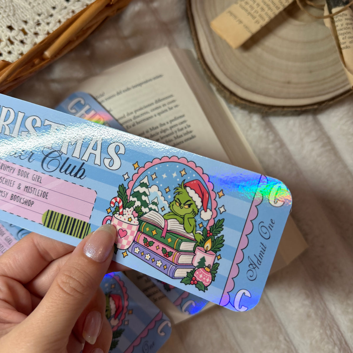 Marcapáginas Christmas reader club Grinch holográfico