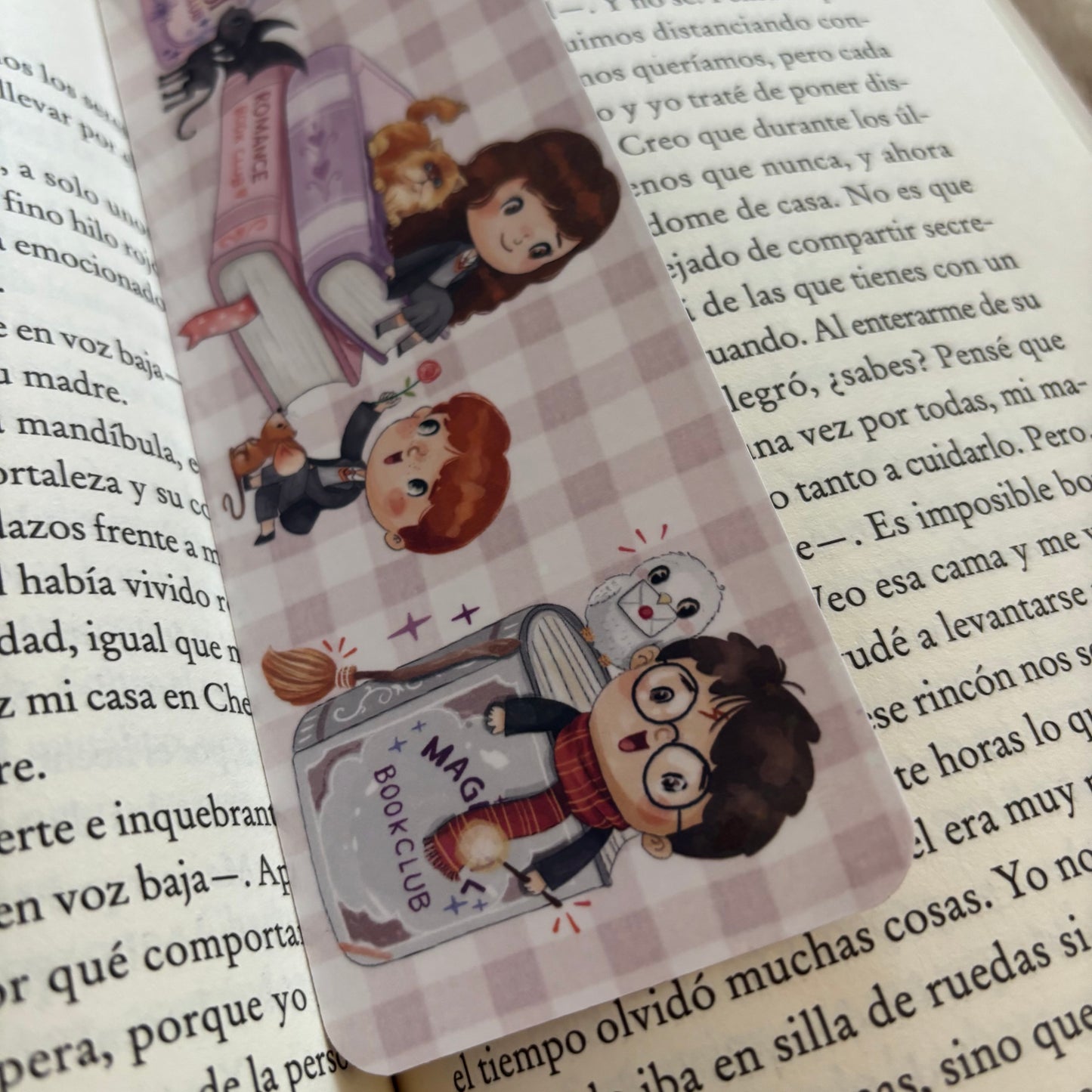 Marcapáginas Luna, Harry, Ron y Hermione holográfico