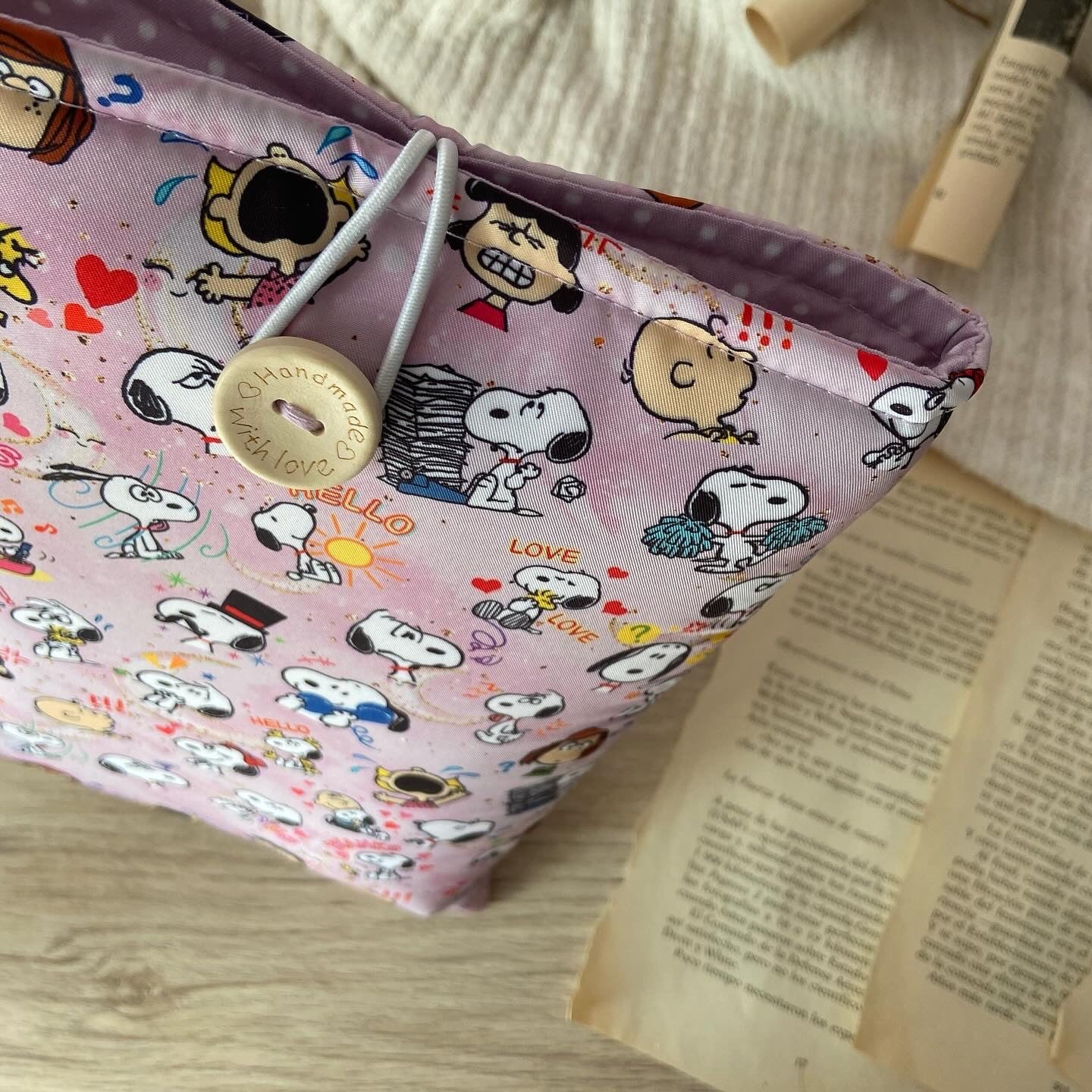 Funda literaria Snoopy love
