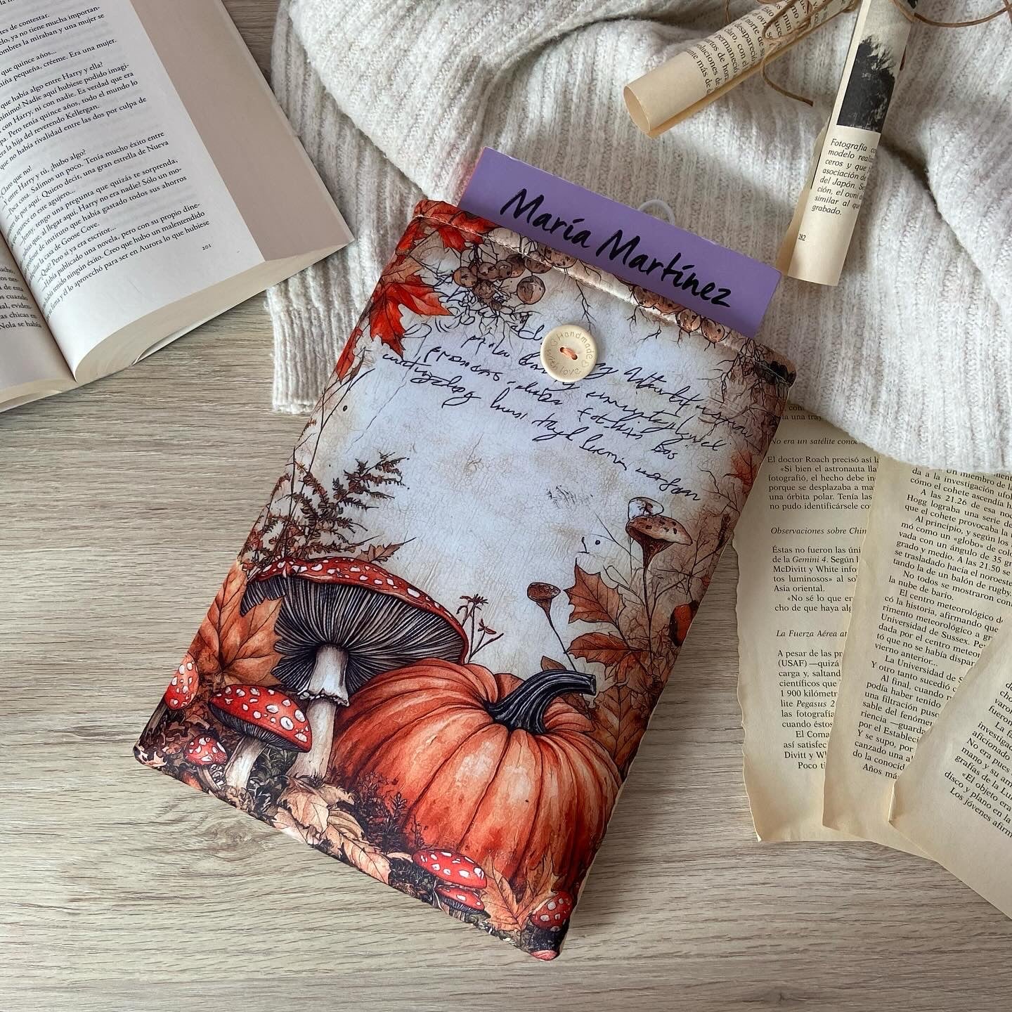 Funda literaria la lluvia en otoño