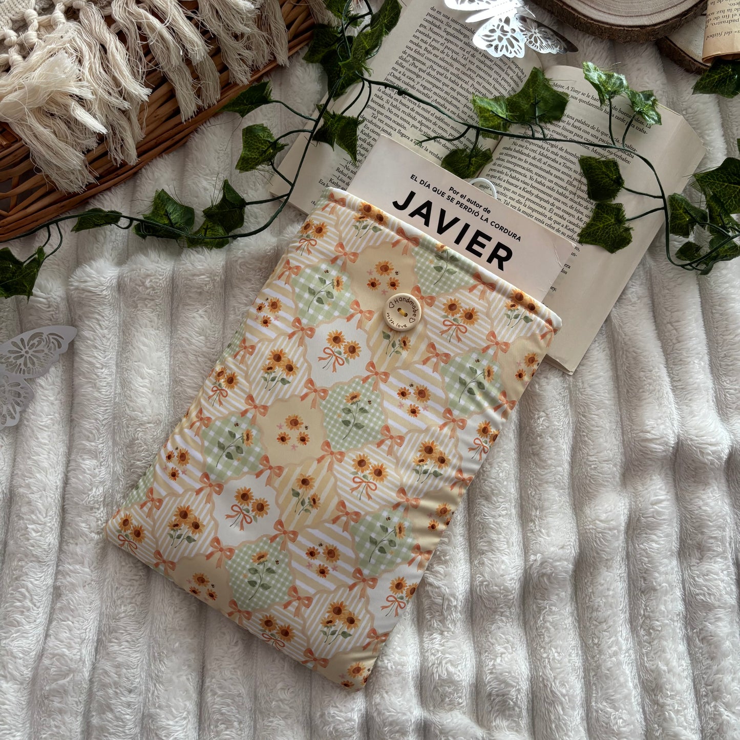 Funda literaria girasoles en primavera