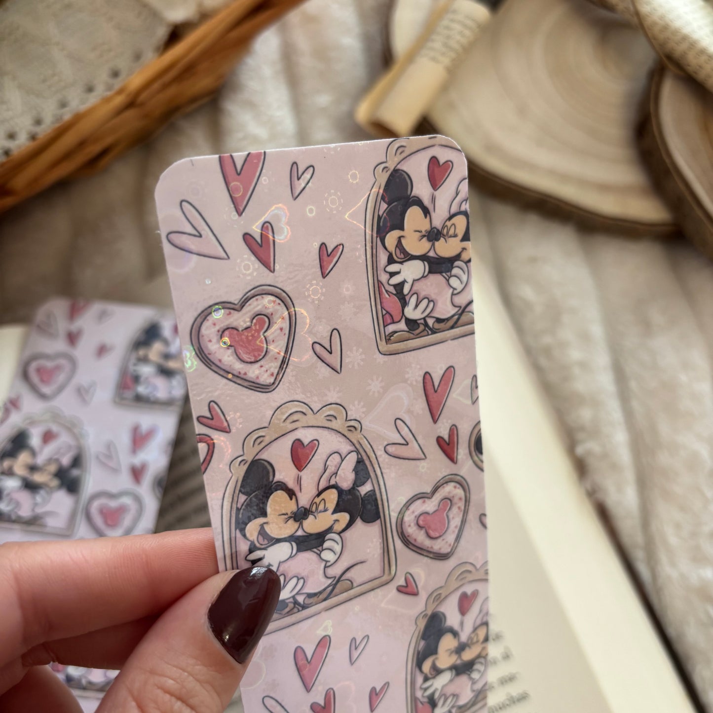 Marcapáginas Minnie y Mickey holográfico