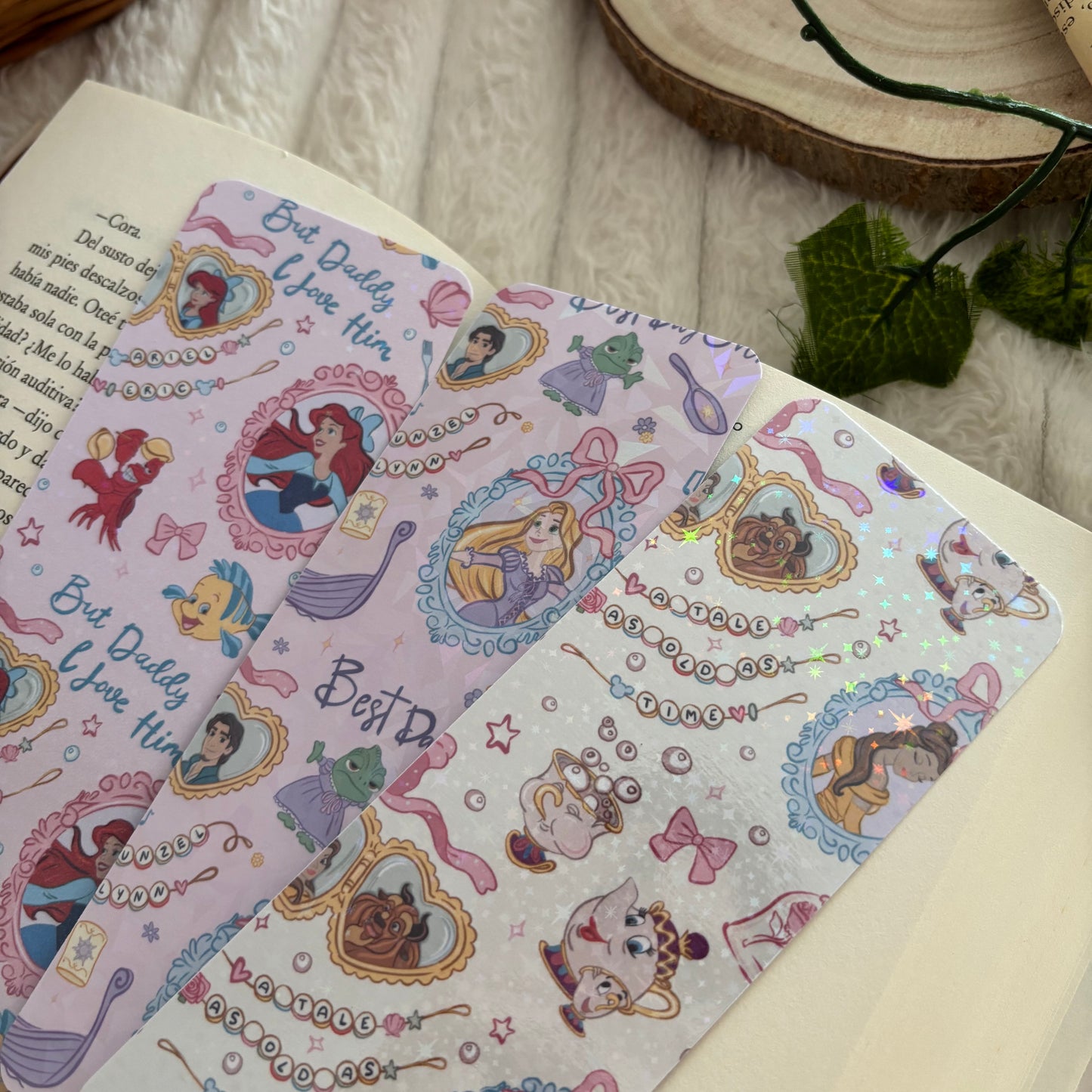 Pack 3 marcapáginas holográficos princesas Disney