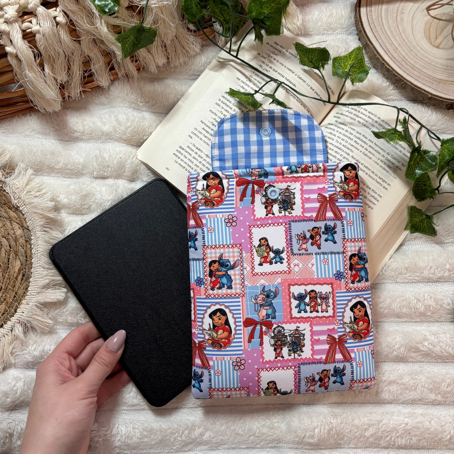 Funda kindle/kobo libra colour Lilo, Stitch y Angel