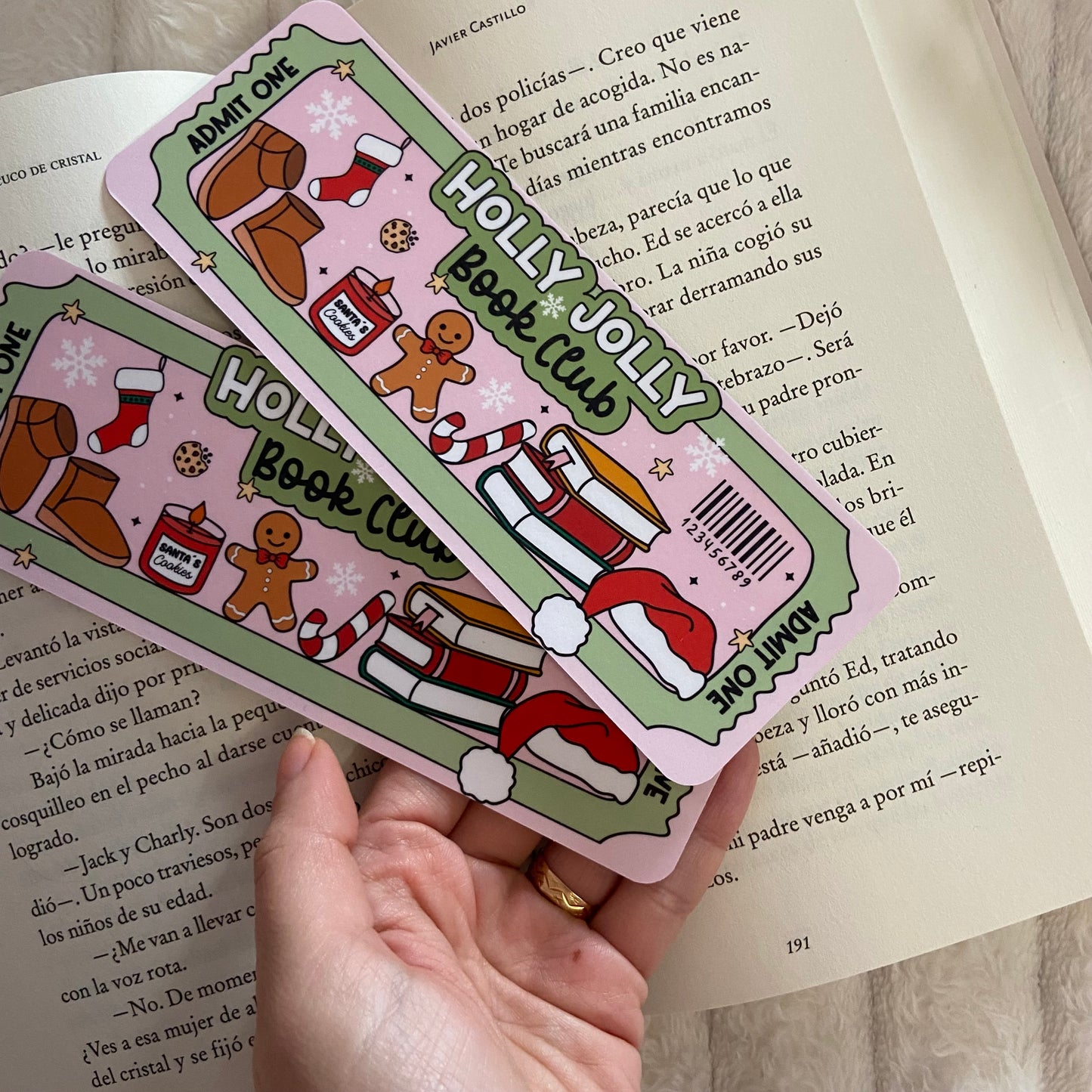 Marcapáginas ticket Holly Jolly