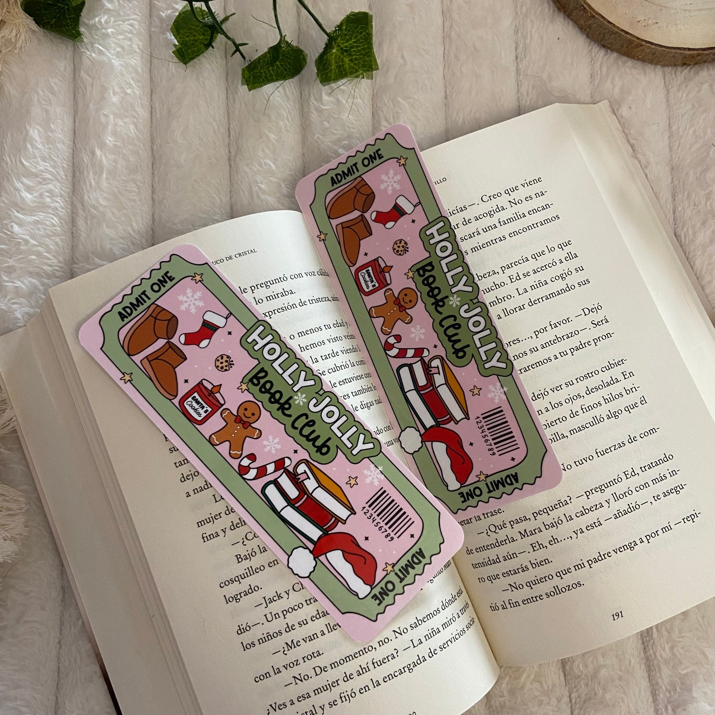 Marcapáginas ticket Holly Jolly