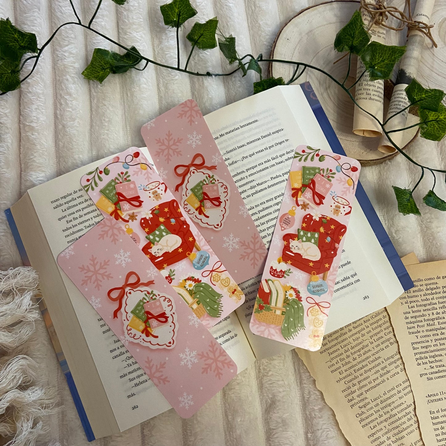 Marcapáginas gatito navideño