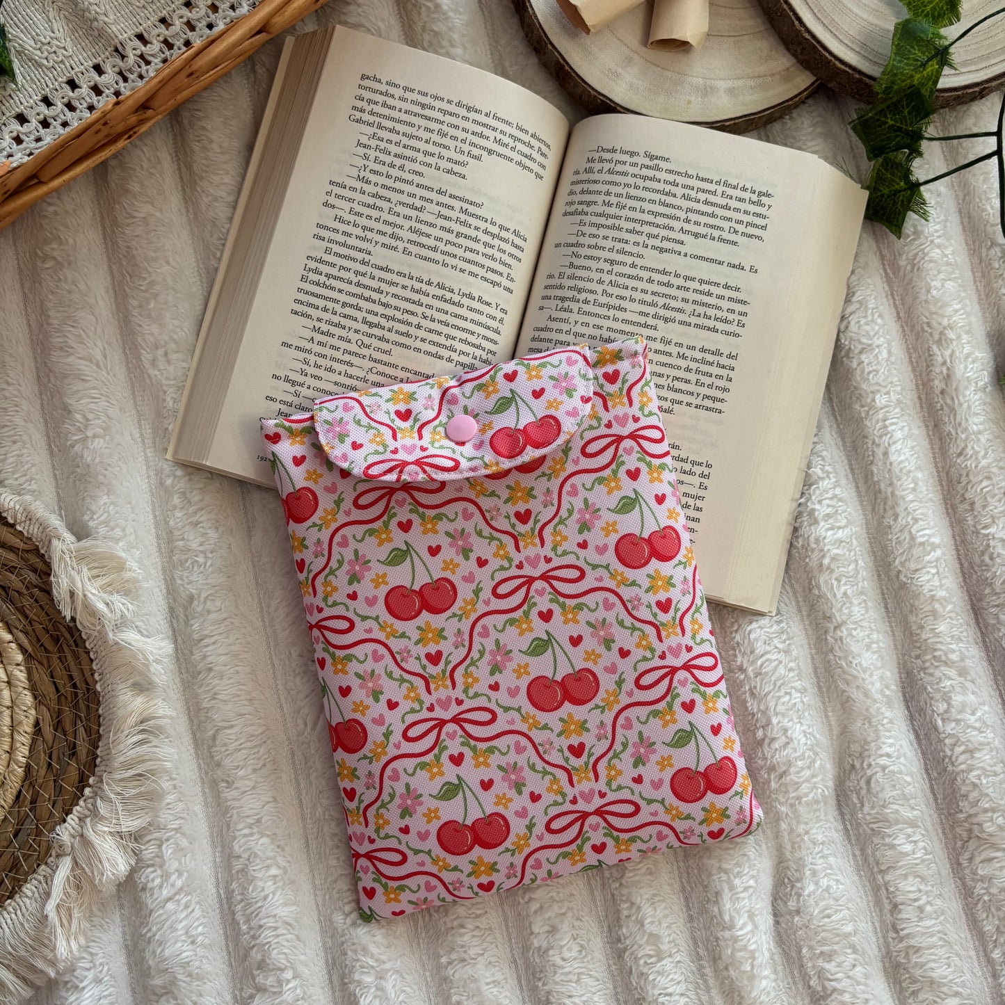 Funda kindle/kobo libra colour jardín de cerezas impermeable