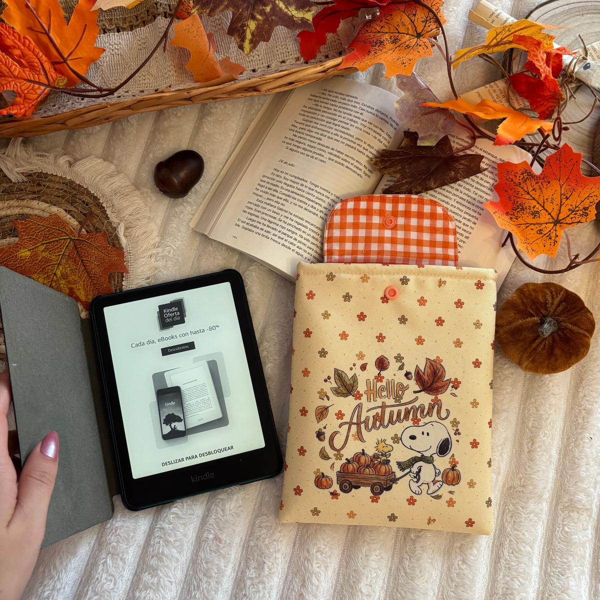 Funda kindle/kobo Hello autumn Snoopy impermeable