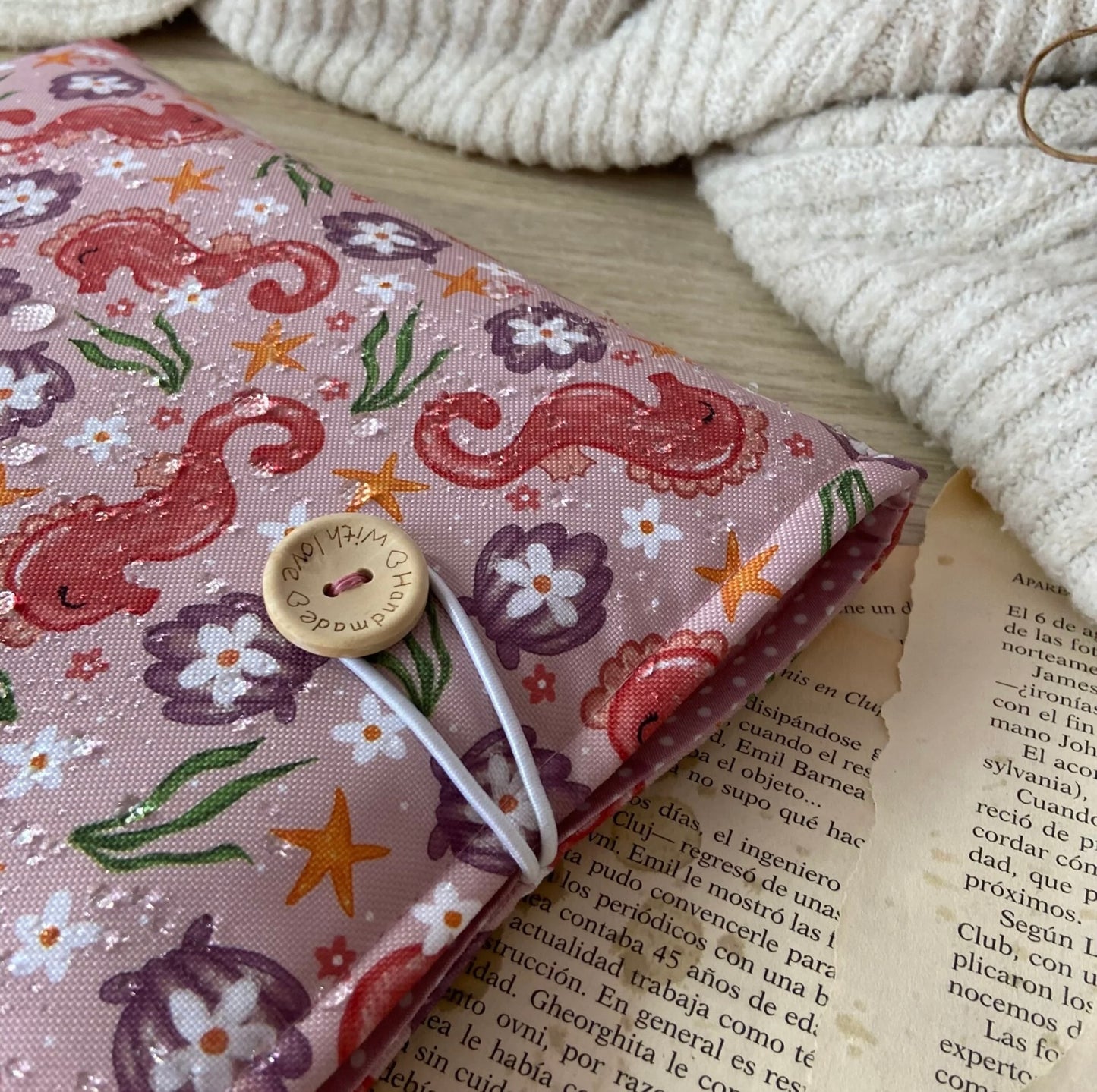 Funda literaria caballitos de mar impermeable