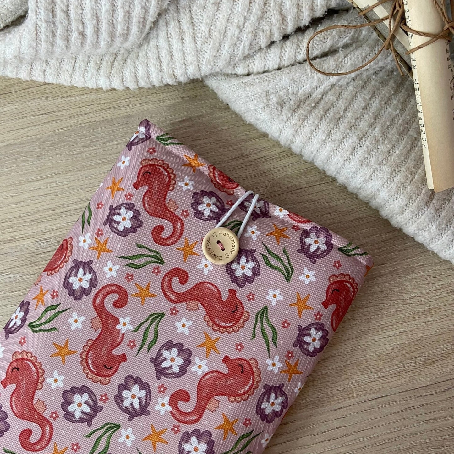 Funda literaria caballitos de mar impermeable