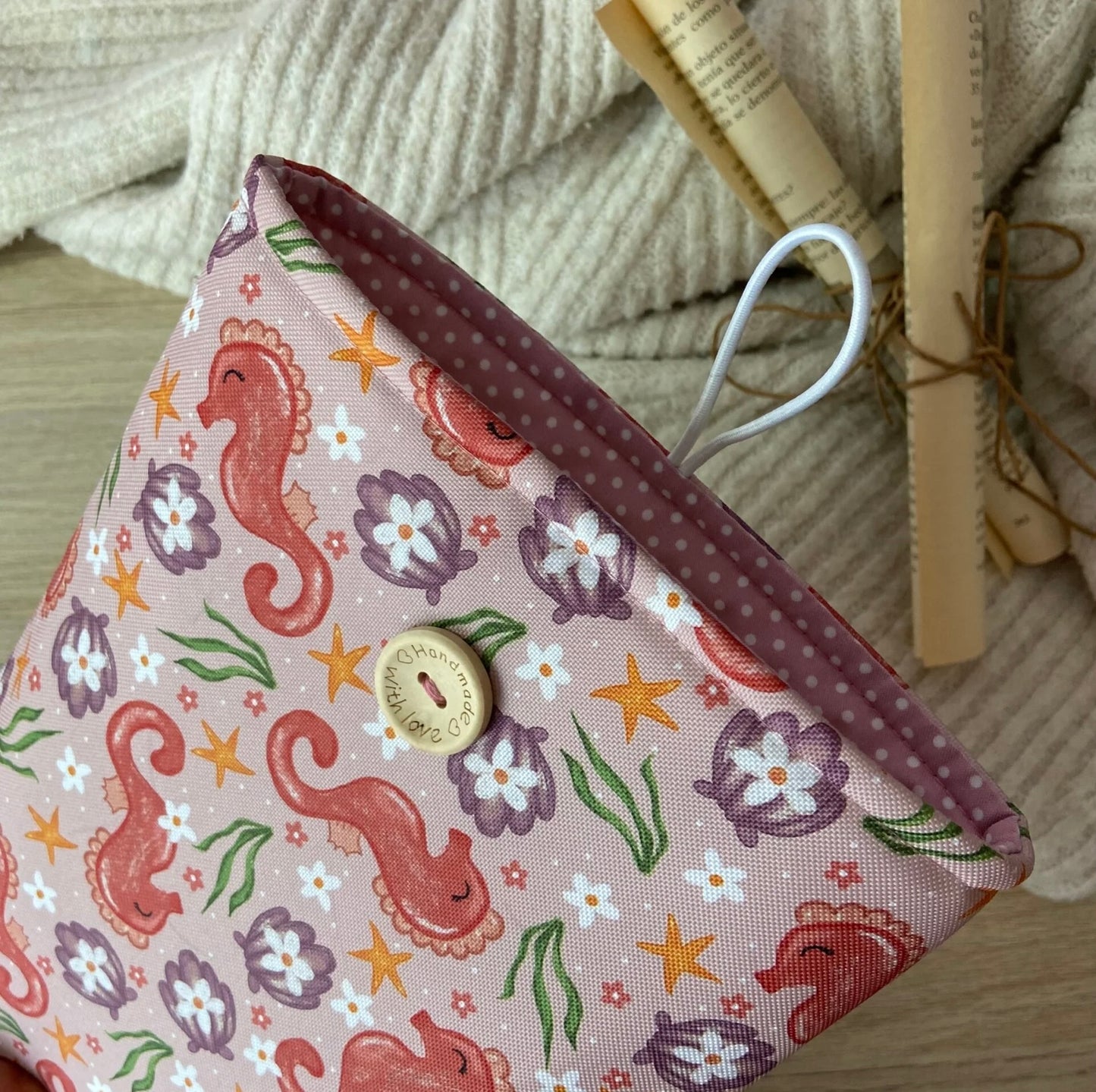 Funda literaria caballitos de mar impermeable
