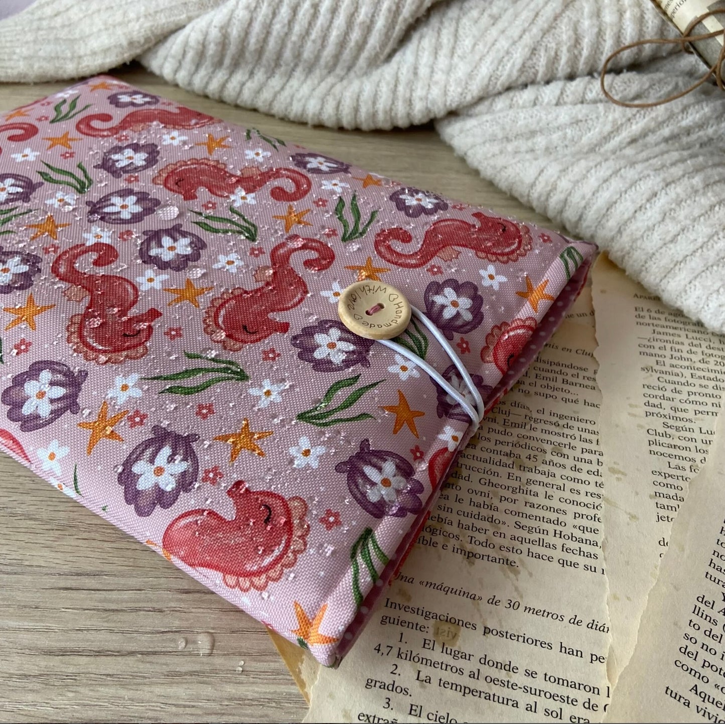 Funda literaria caballitos de mar impermeable