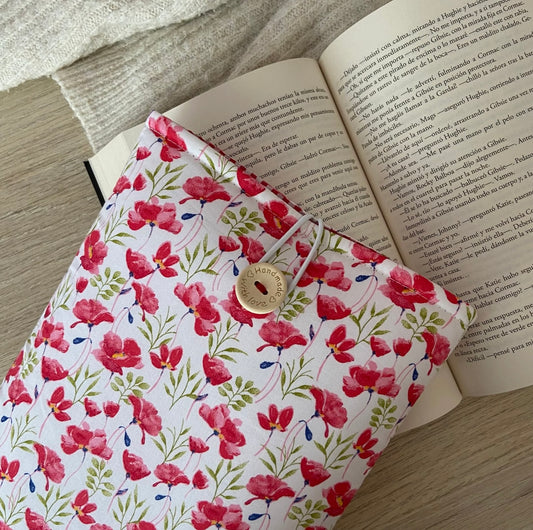Funda literaria amapolas rojas