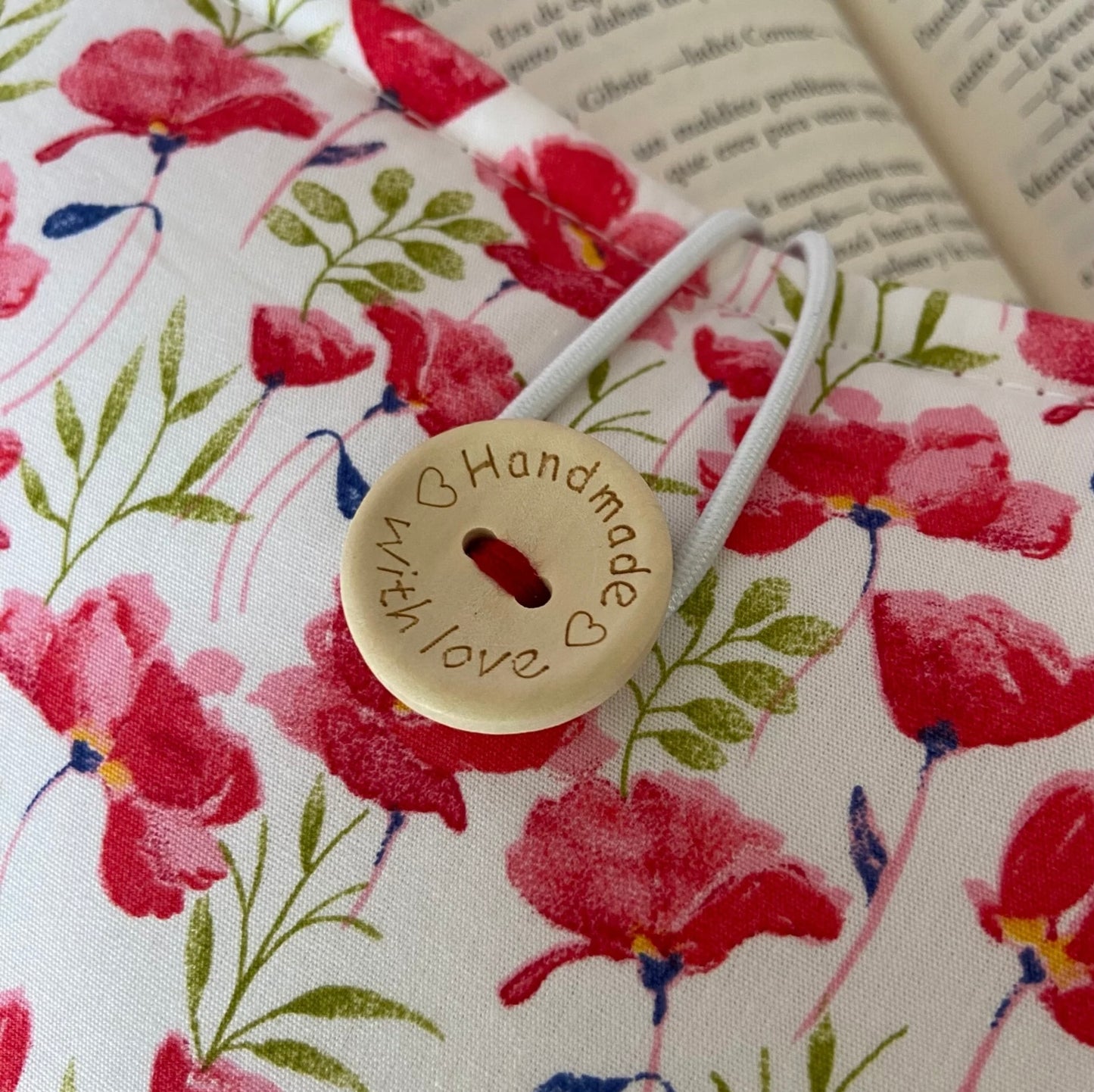Funda literaria amapolas rojas