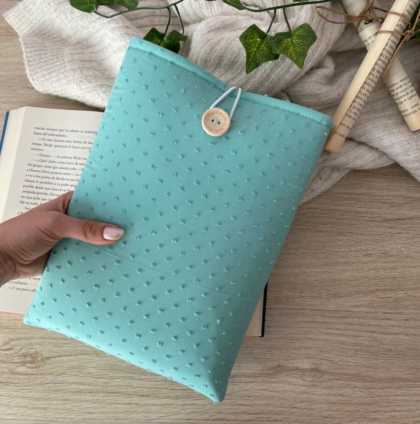 Funda literaria plumeti verde mar