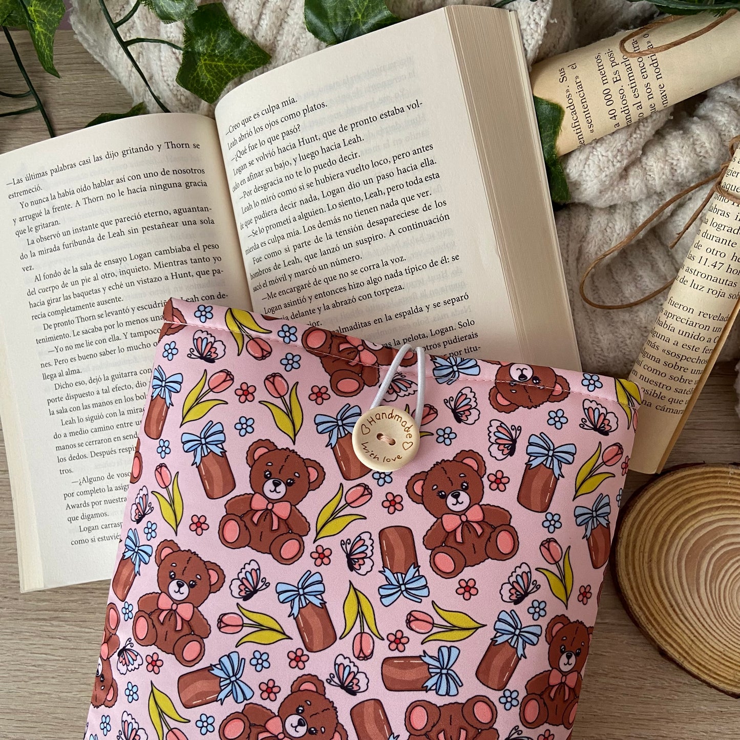 Funda literaria ositos amorosos