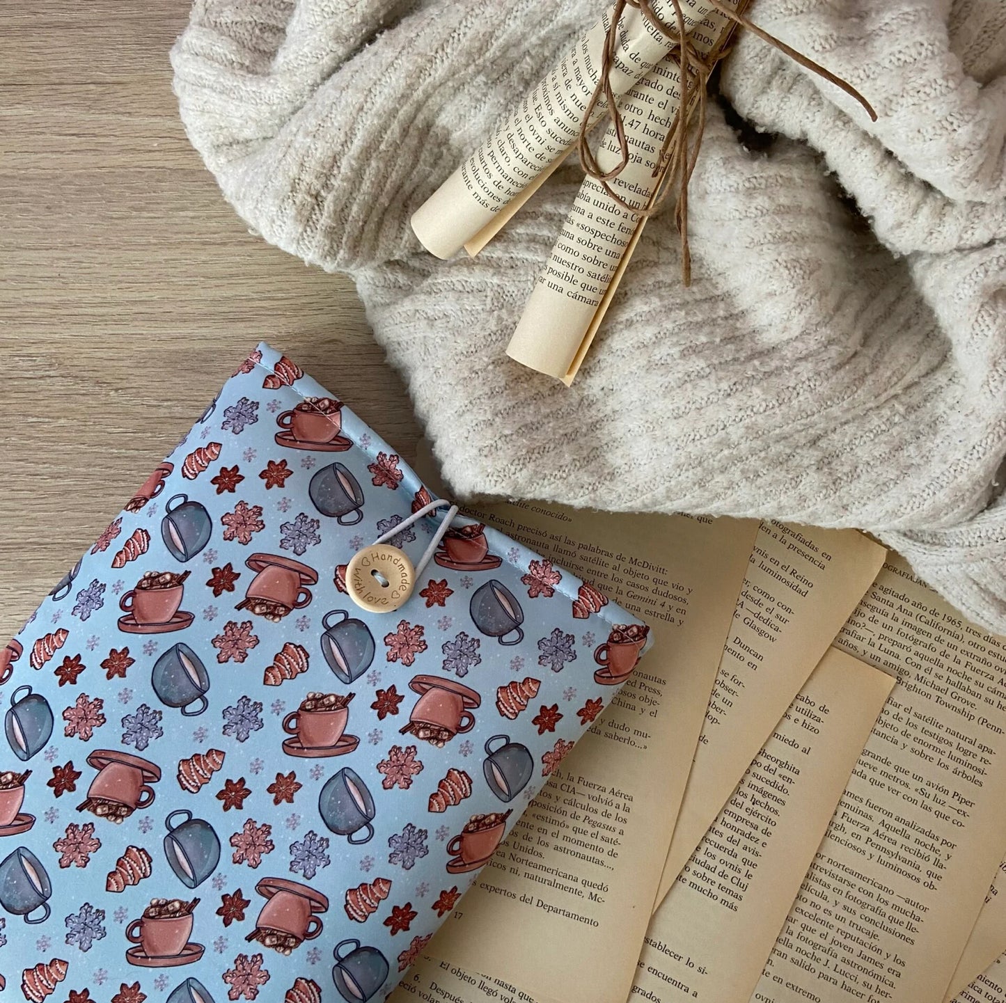 Funda literaria café en invierno