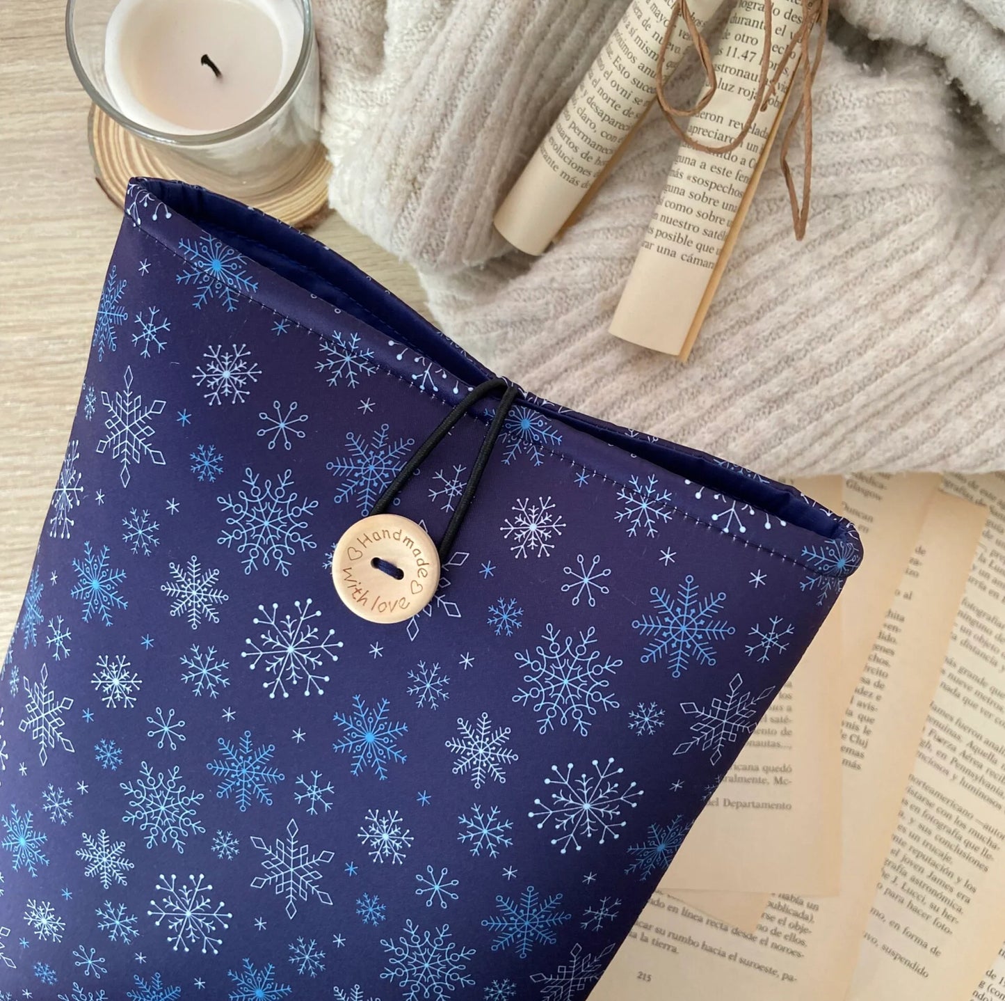 Funda literaria copos de nieve