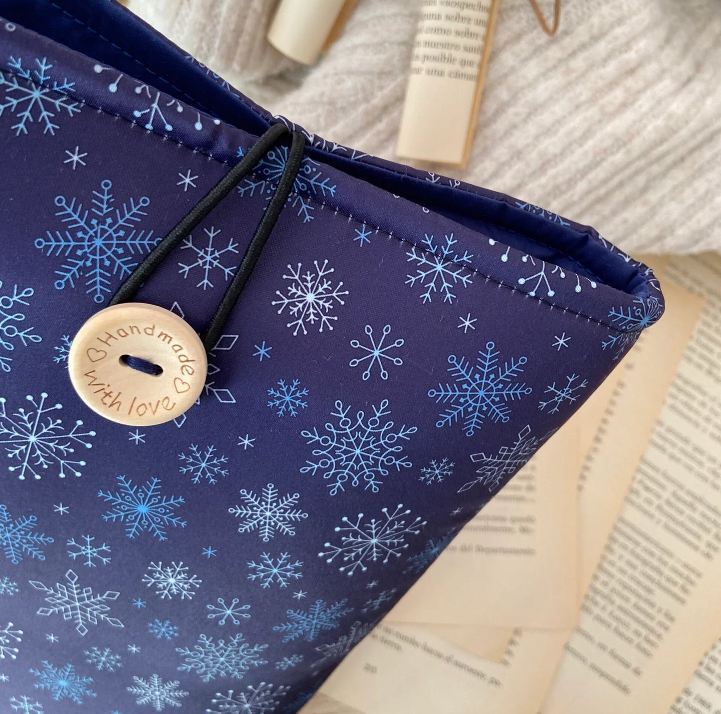 Funda literaria copos de nieve
