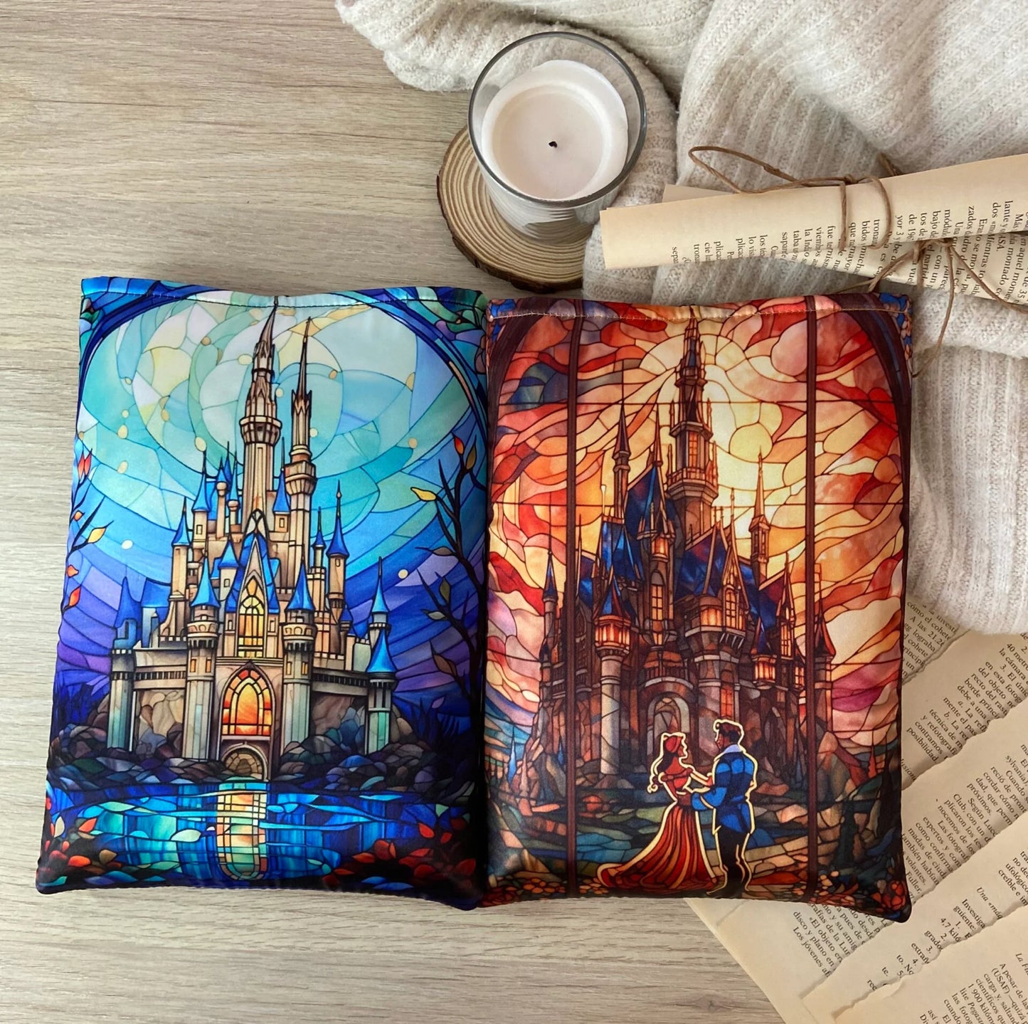 Funda literaria Bella y Bestia en su castillo
