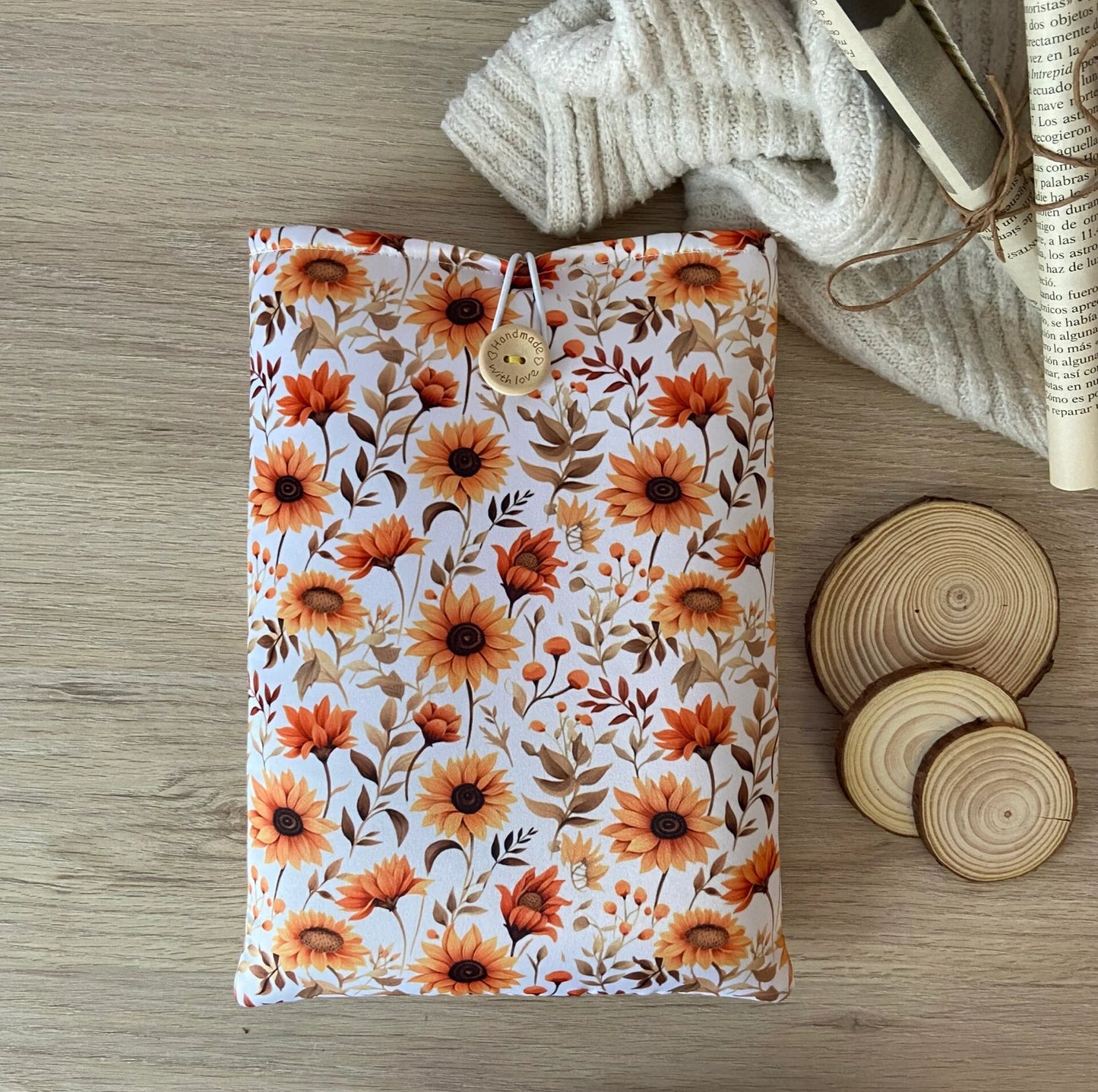 Funda literaria girasoles