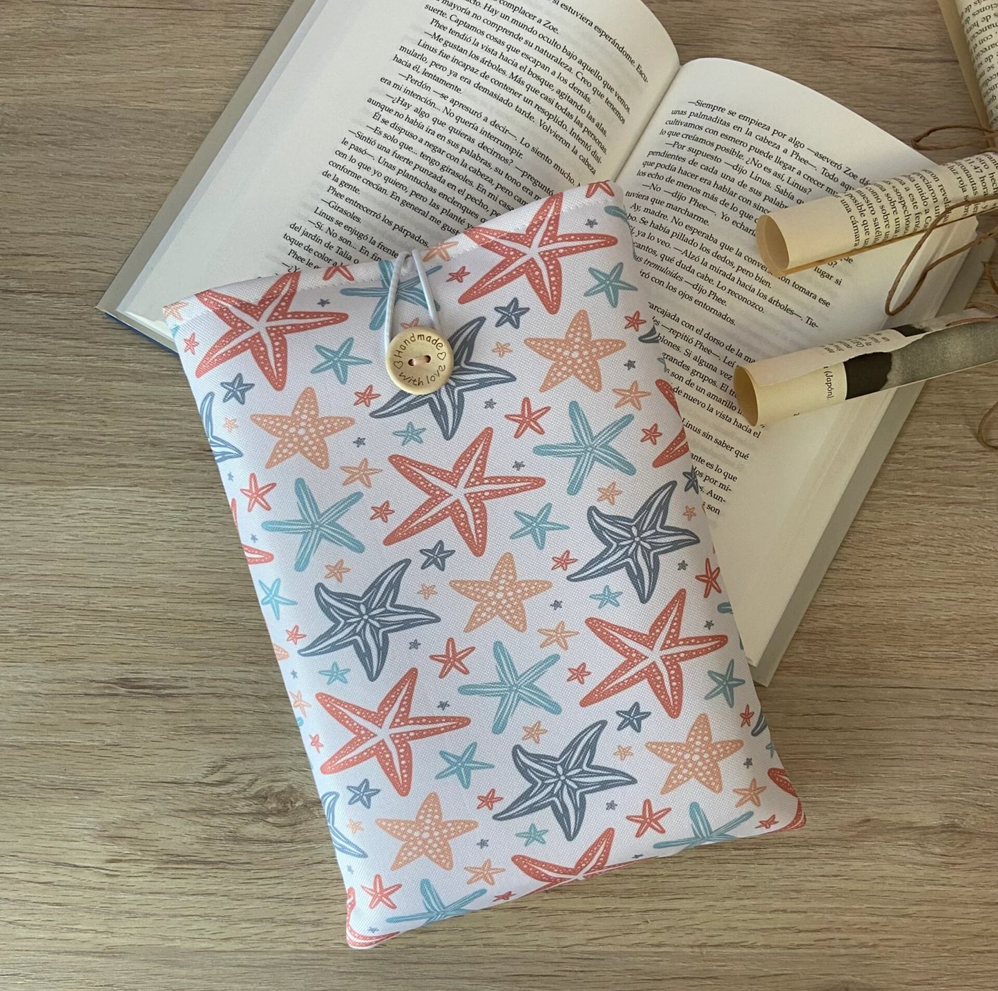 Funda literaria estrellas de mar impermeable