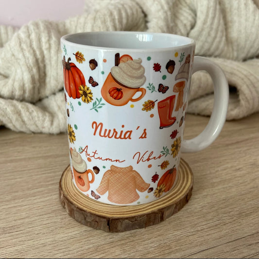 Taza Autumn vibes personalizada con nombre