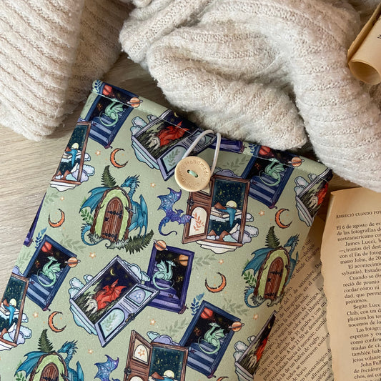 Funda literaria dragones de fantasía