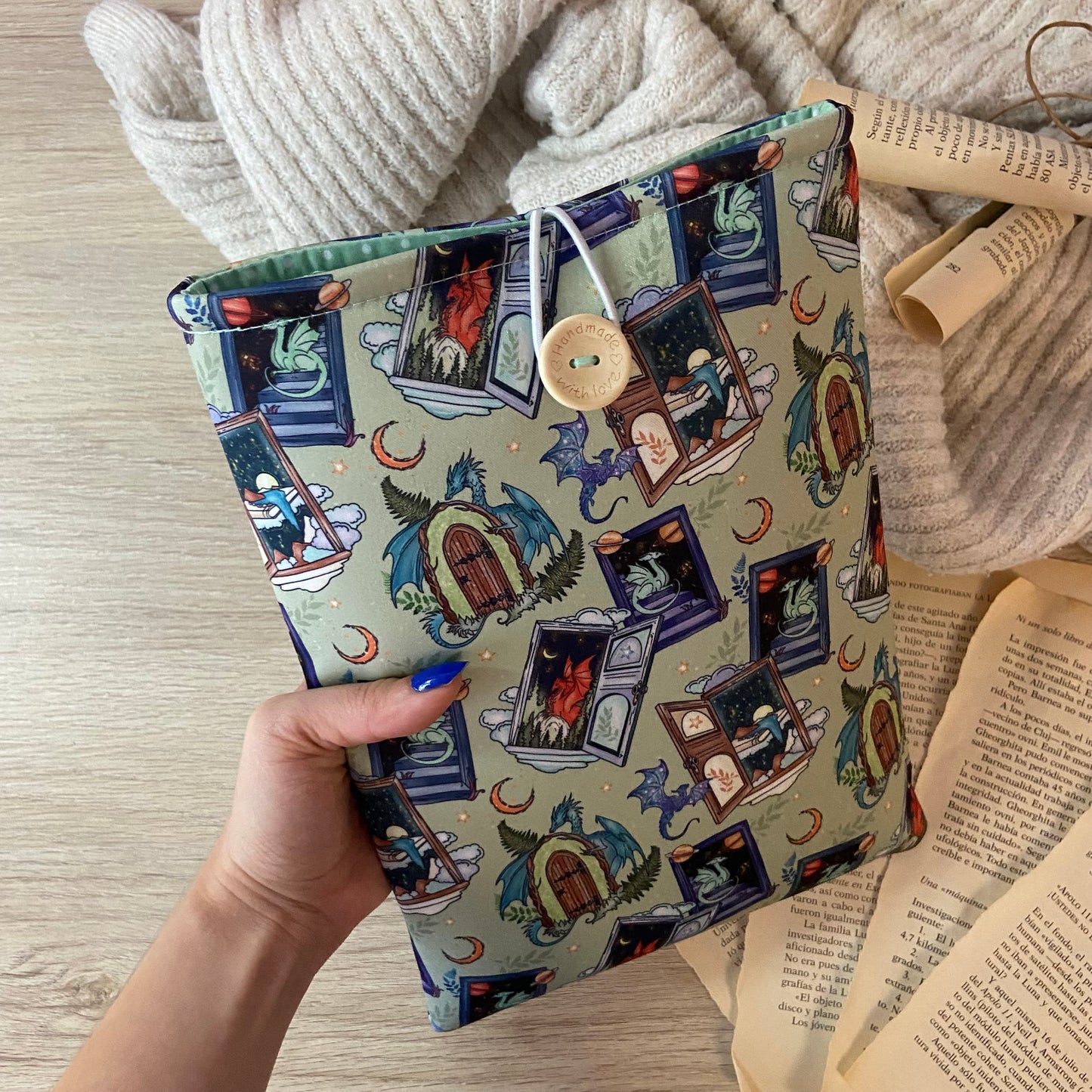 Funda literaria dragones de fantasía