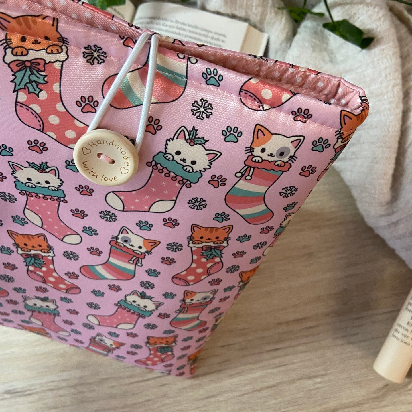 Funda literaria gatitos navideños
