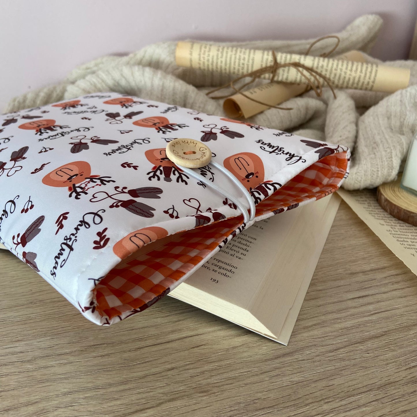 Funda literaria renos navideños