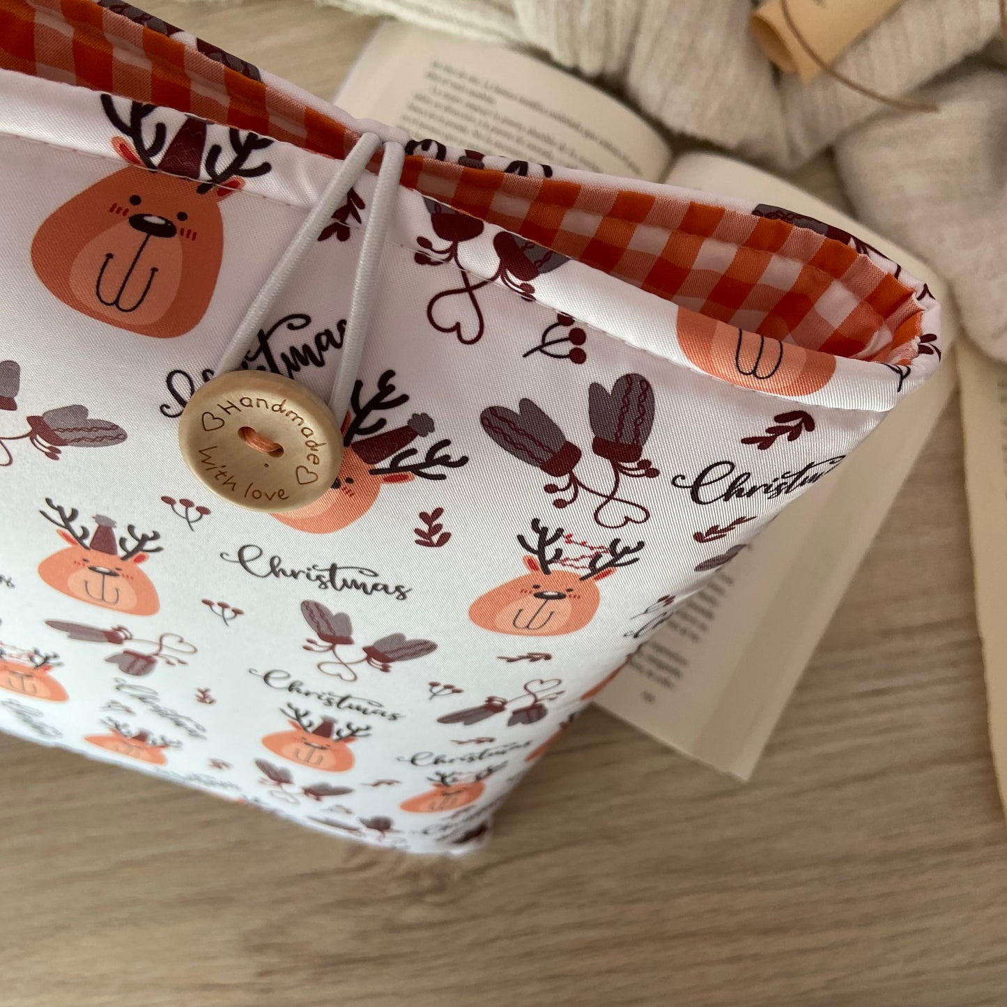 Funda literaria renos navideños